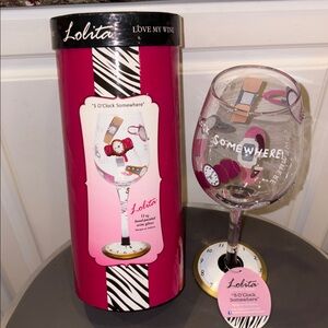 New Lolita "5 O'Clock Somewhere" Hand-Painted Wine Glass